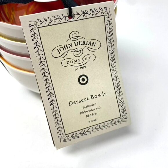 John Derian for Target 4 Pack Small Melamine Apple Dessert Bowls Fall Decor - Picture 4 of 8